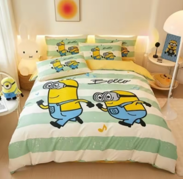 Minion duvet cover pillowcase, cartoon bedding set, children's set home room decoration, boy and girl quilt set 2/3pcs