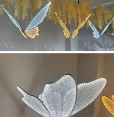 Wedding Ceiling Light Butterflies LED Lace Lamp Romantic Creative Hanging Butterfly Road Load Walkway on Party Stage Lights