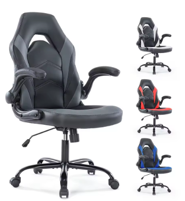 JHK Ergonomic Office Computer Home Gaming Desk Chair Adjustable PU Leather Racing Chair Flip-up Armrest For Christmas Furniture