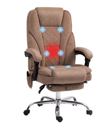 Vinsetto Massage Office Chair with Foot Rest, Executive Office Chair with 6 Vibration Point and Heat, Reclining Computer Chair