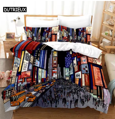 New York City Night View Bedding Set Queen King Size Comforter Cover / Duvet Cover Pillowcase Set Soft Home Textile Bedclothes