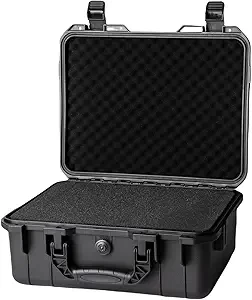 Hard case 15.5 x11.6x6.6in Waterproof Hard Case with DIY Customizable Foam Insert Portable Protective Case with Knife for Camera Drones Equipments Tools Test Instruments