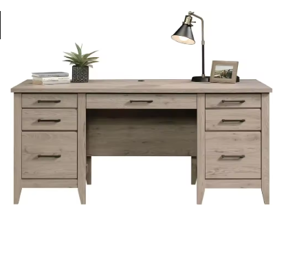 Summit Station 66"W Executive Computer Desk, Laurel Oak